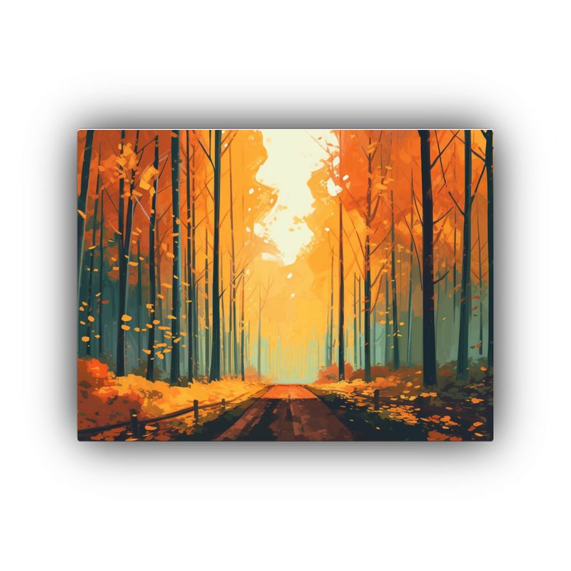 GENERICO - Cuadro De Paisaje Otoñal Intenso Con árboles En El Camino 120x80cm