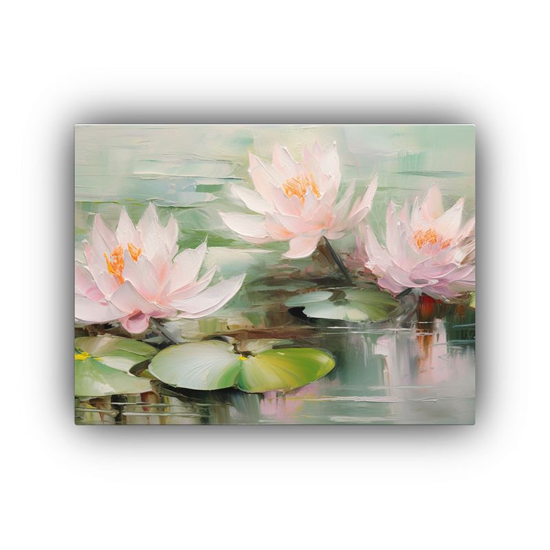 GENERICO - Pintura Al óleo De Lirios De Agua En Rosa Fresco Para Decor 120x80cm