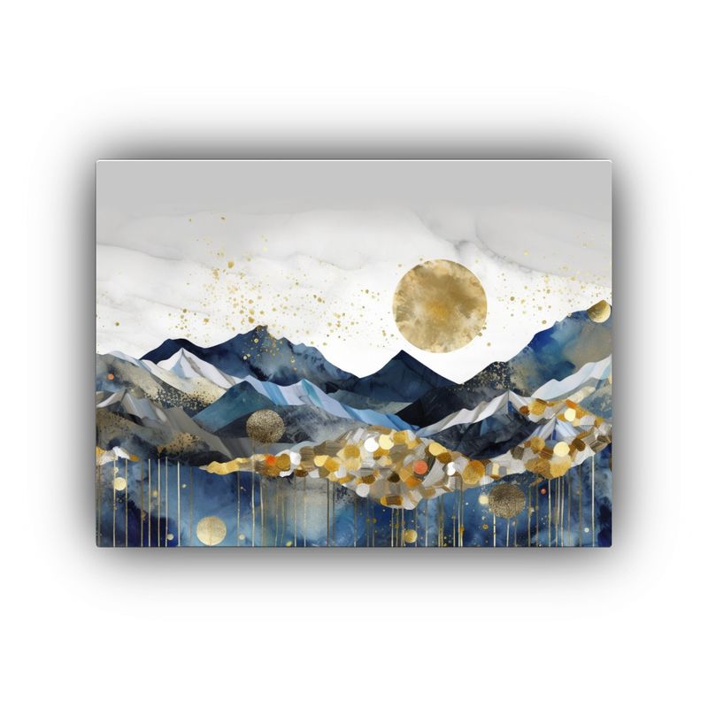 GENERICO - Pintura En Lienzo Luna Dorada Con Picos Montaña Representac 120x80cm