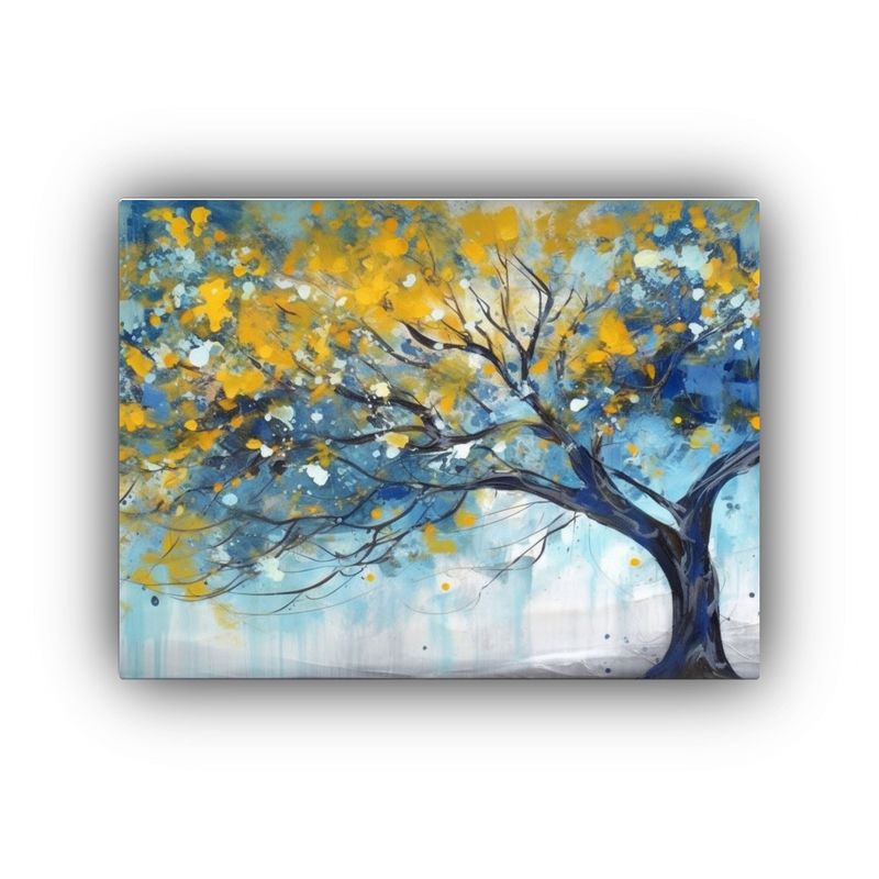 GENERICO - Cuadro Abstracto árbol Azul Amarillo Alta Resolución 120x80cm