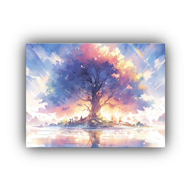 GENERICO - Cuadro Abstracto Arcoíris Árbol Manglar En Acuarela 120x80cm