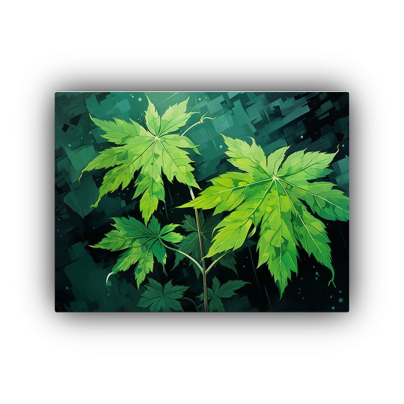 GENERICO - Pintura De Hojas De Arce En Tonos Verdes Para Decoración Ne 120x80cm