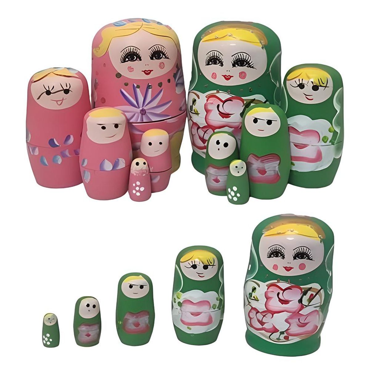 STRAUSS - 2 Matrioska Muñeca Rusa De Madera Variedad de Colores