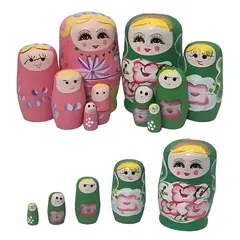 STRAUSS - 2 Matrioska Muñeca Rusa De Madera Variedad de Colores