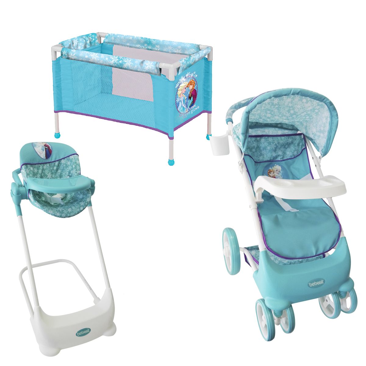 DISNEY - Coche Muñeca con Cuna y Silla Frozen Disney