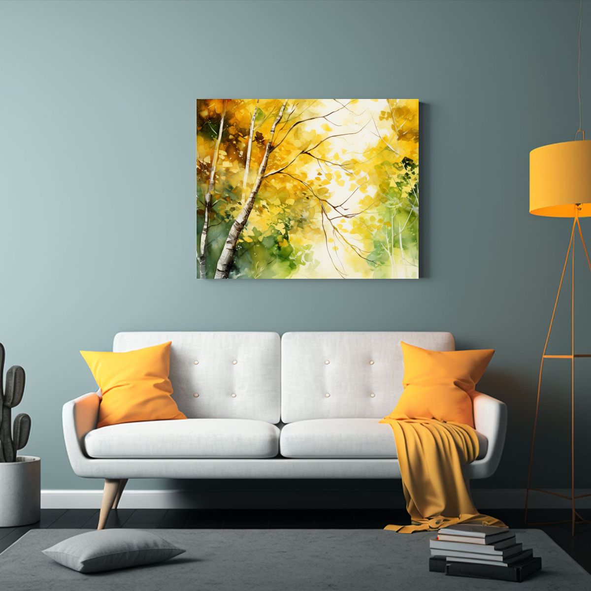 GENERICO - Pintura Abstracta De árboles De Arce En Verde Y Dorado Para 120x80cm