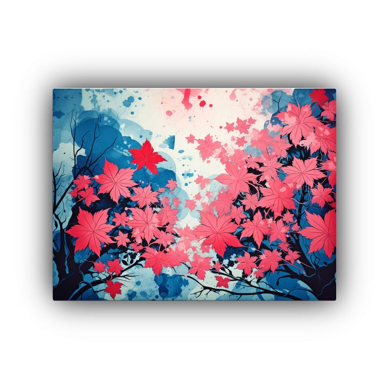 GENERICO - Pinturas Abstractas De Arce En Rojo Y Azul Con Atmosfera Neo 120x80cm
