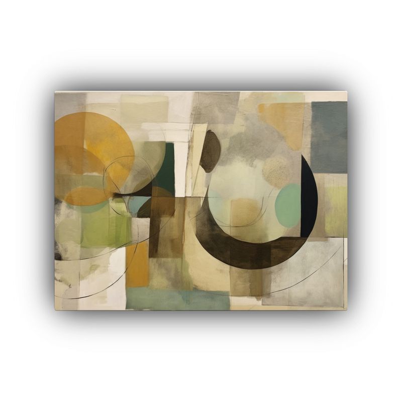 GENERICO - Pintura Abstracta En Tonos Verdes Beige Gris Y Marrón Con 120x80cm