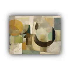 GENERICO - Pintura Abstracta En Tonos Verdes Beige Gris Y Marrón Con 120x80cm