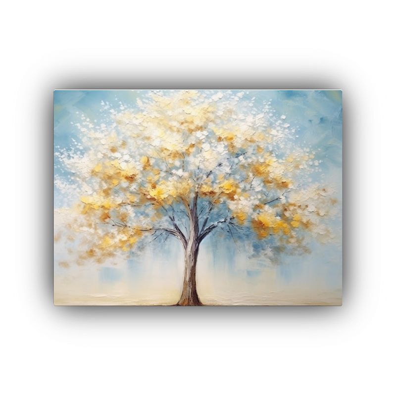 GENERICO - Cuadro En Bastidor árbol Azul Con Hojas Amarillas Decoraci 120x80cm