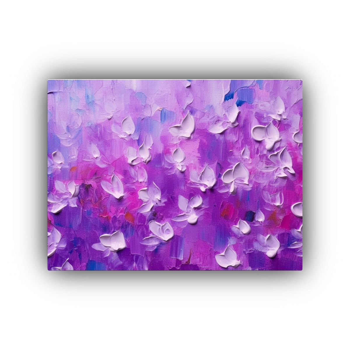 GENERICO - Cuadro Floral Abstracto Con Diminutas Flores Lila En Primer  120x80cm