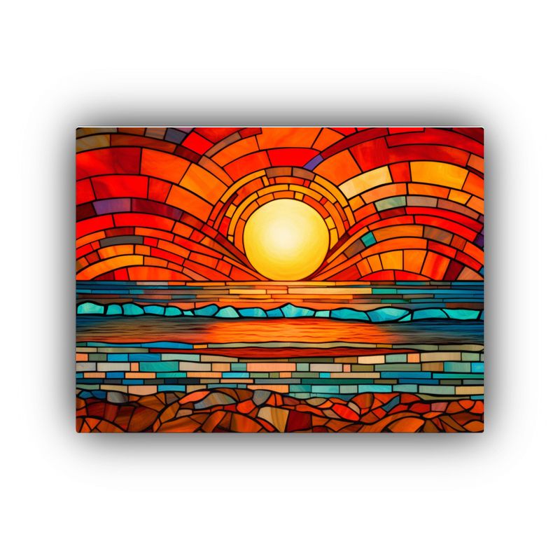 GENERICO - Pintura Mural Playa Vidrieras Colores Vivos 120x80cm