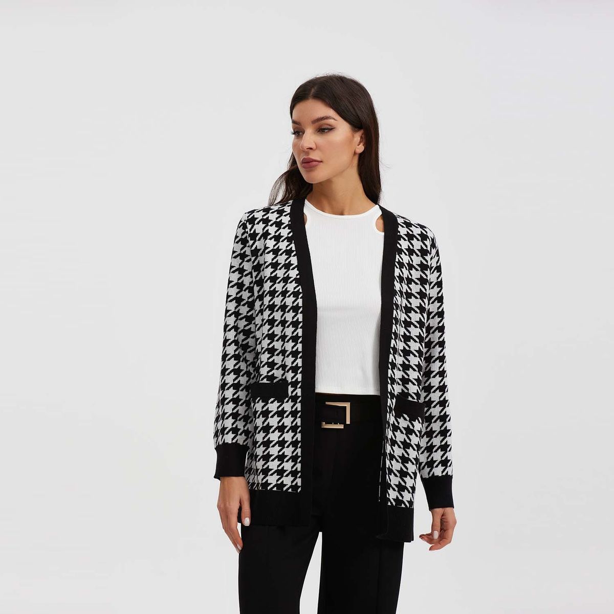 FASHION'S PARK - Sweater Mujer Bolsillo Negro Fashion's Park
