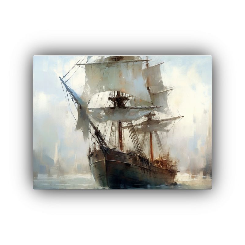 GENERICO - Cuadro Lienzo Decorativo Velero Con Velas Altas Al Estilo D 120x80cm