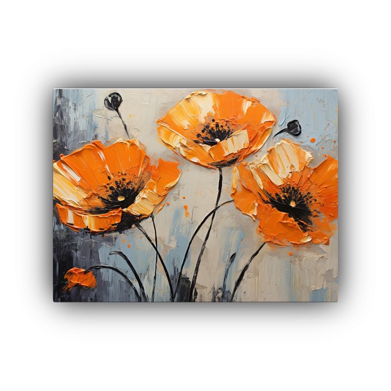 GENERICO - Cuadro Venta Estético Flores En Colores Naranja Y Negro En 120x80cm