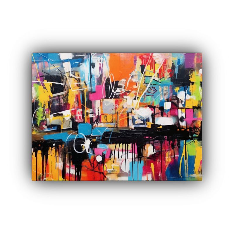 GENERICO - Cuadro De Pared Abstracto Inspiración Street Art Para Deco 120x80cm