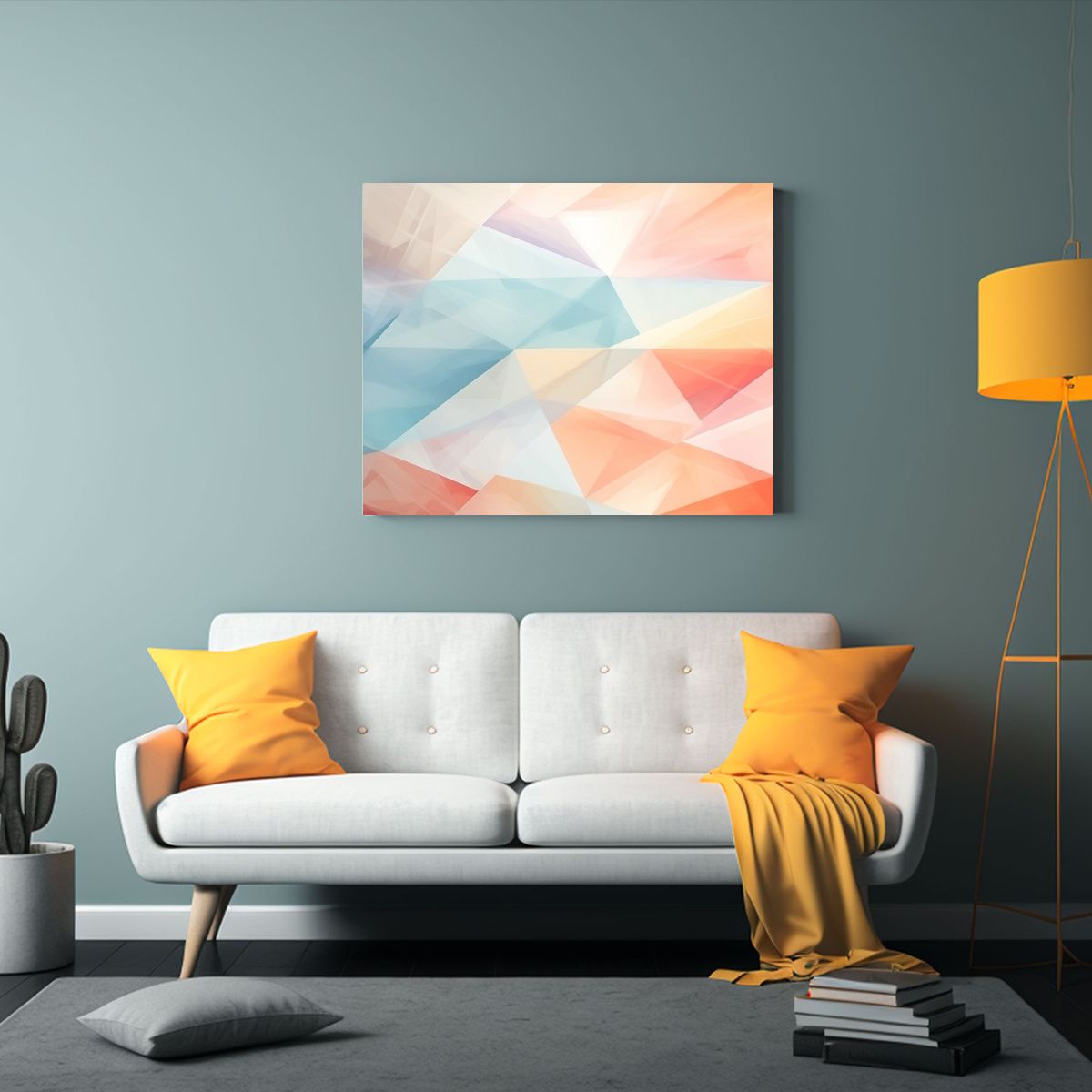 GENERICO - Cuadro Tema Expresividad En Tonos Pastel Sobre Fondo Blanco 120x80cm