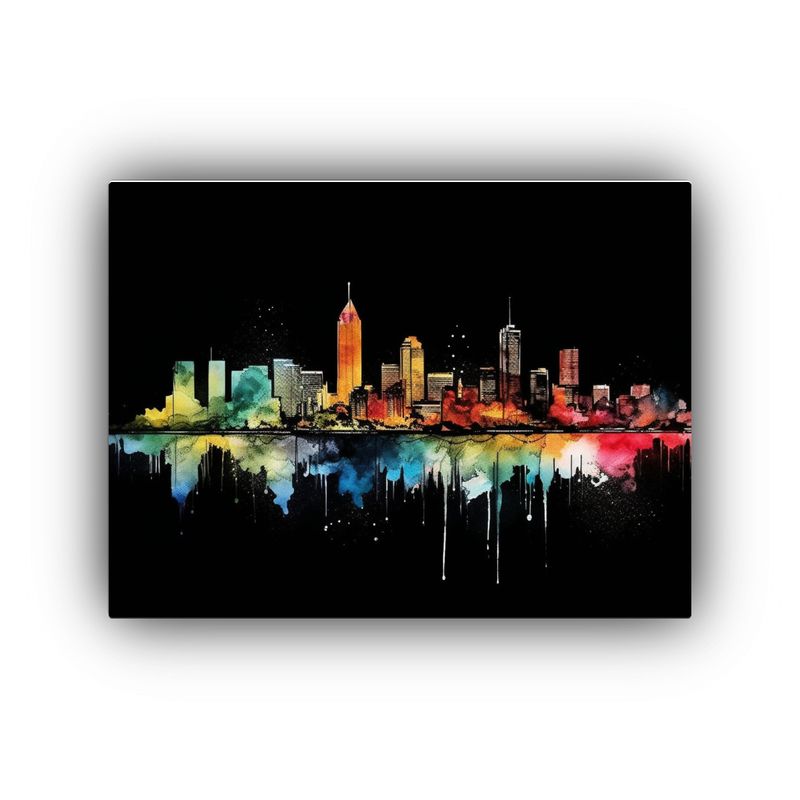 GENERICO - Cuadro Acuarela Detallado Del Horizonte Urbano Visto Desde A 120x80cm