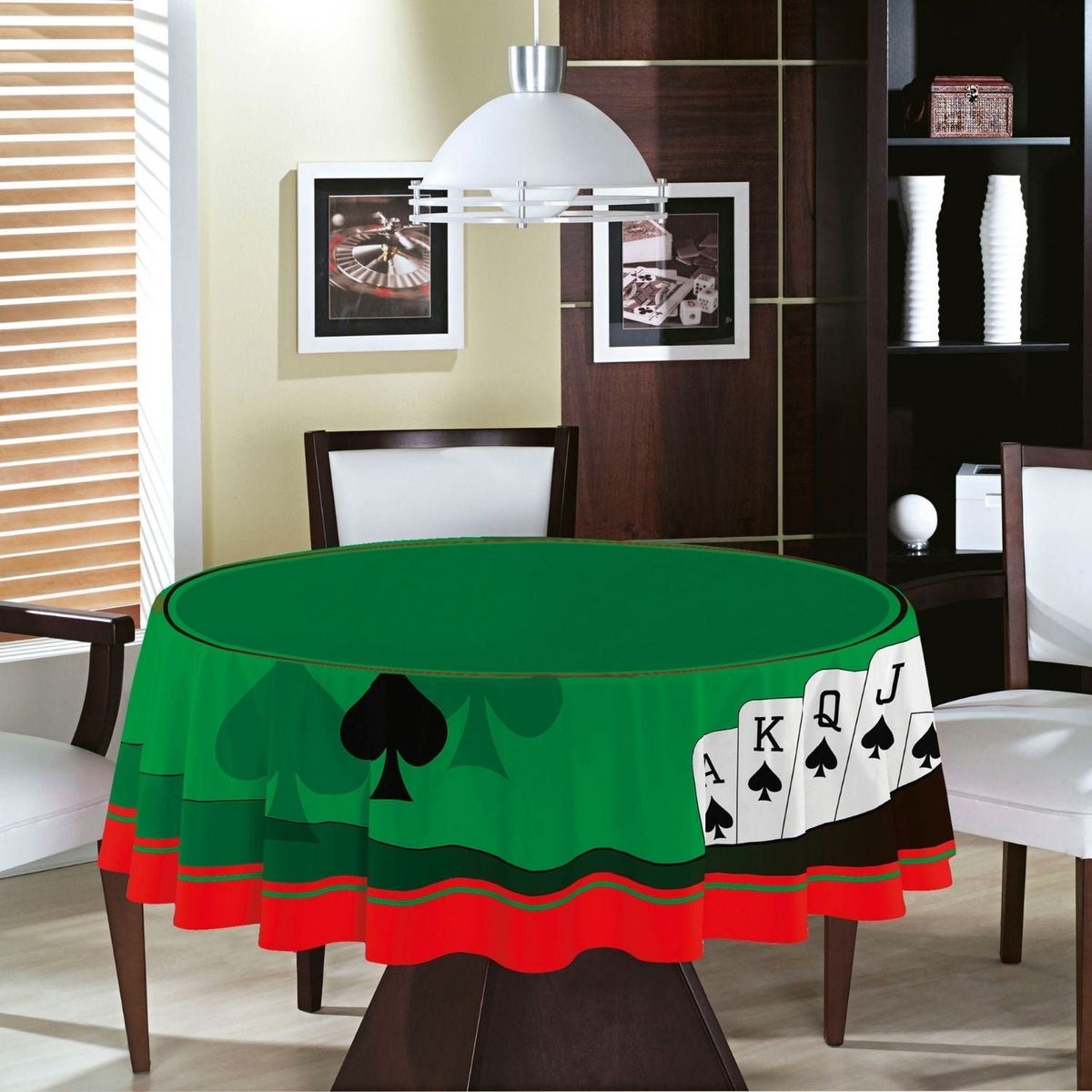 TEKA - Mantel Redonda Casino Naipes - 100% Algodón Terciopelo - Teka