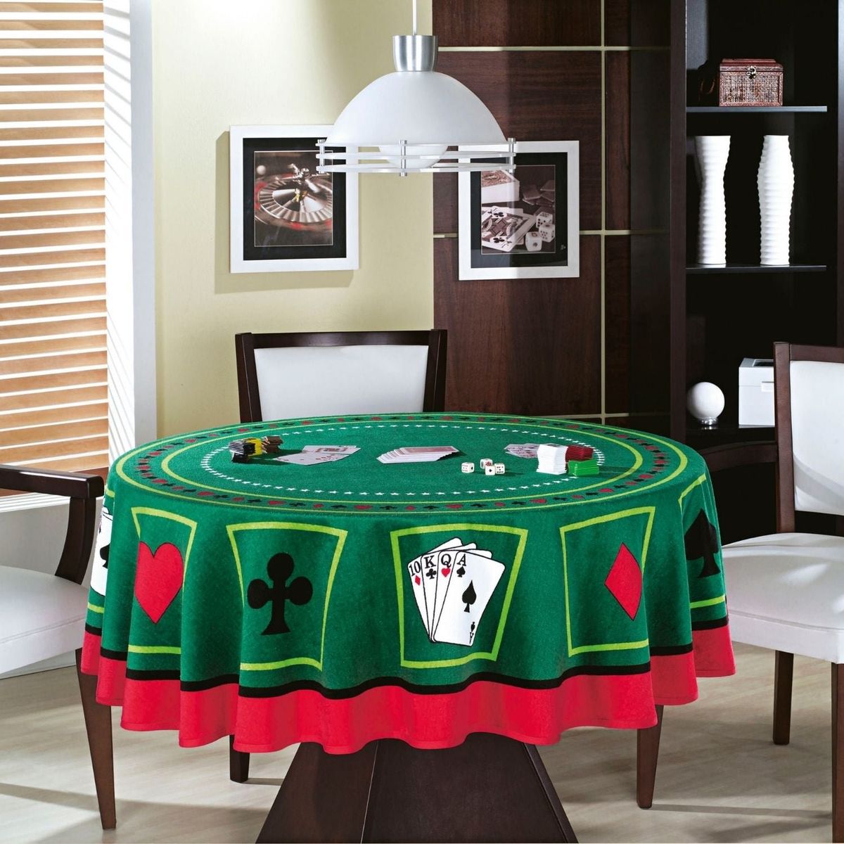 TEKA - Mantel Redonda Casino Cartas - 100% Algodón Terciopelo - Teka