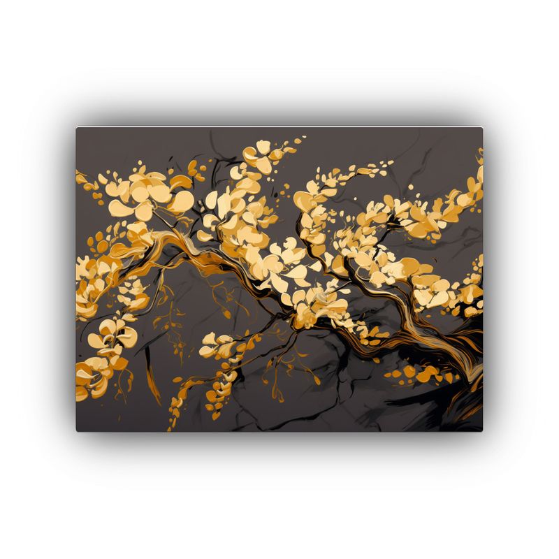 GENERICO - Pintura Acuarela Árbol De Acacia En Tonos Dorados Neonoir N 120x80cm