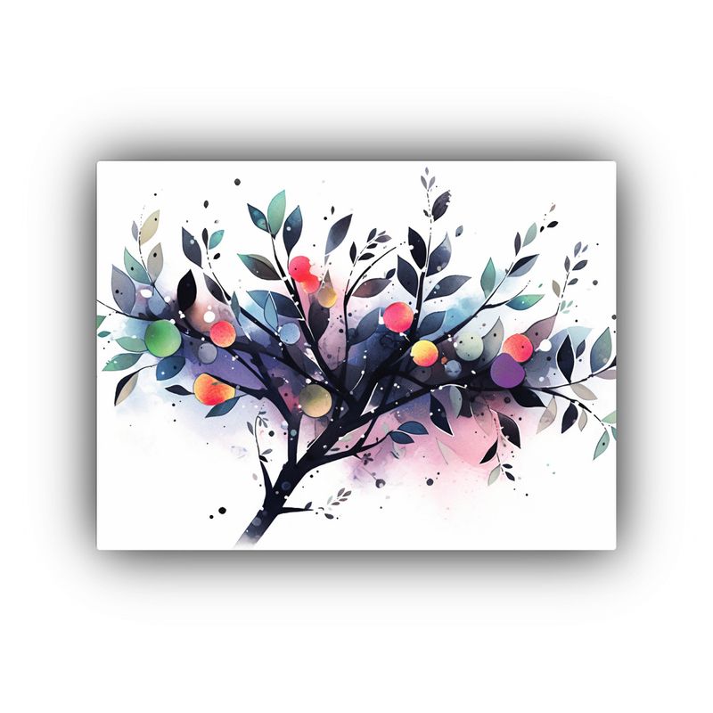 GENERICO - Pinturas De árboles Frutales En Acuarelas Tonos Intensos A 120x80cm