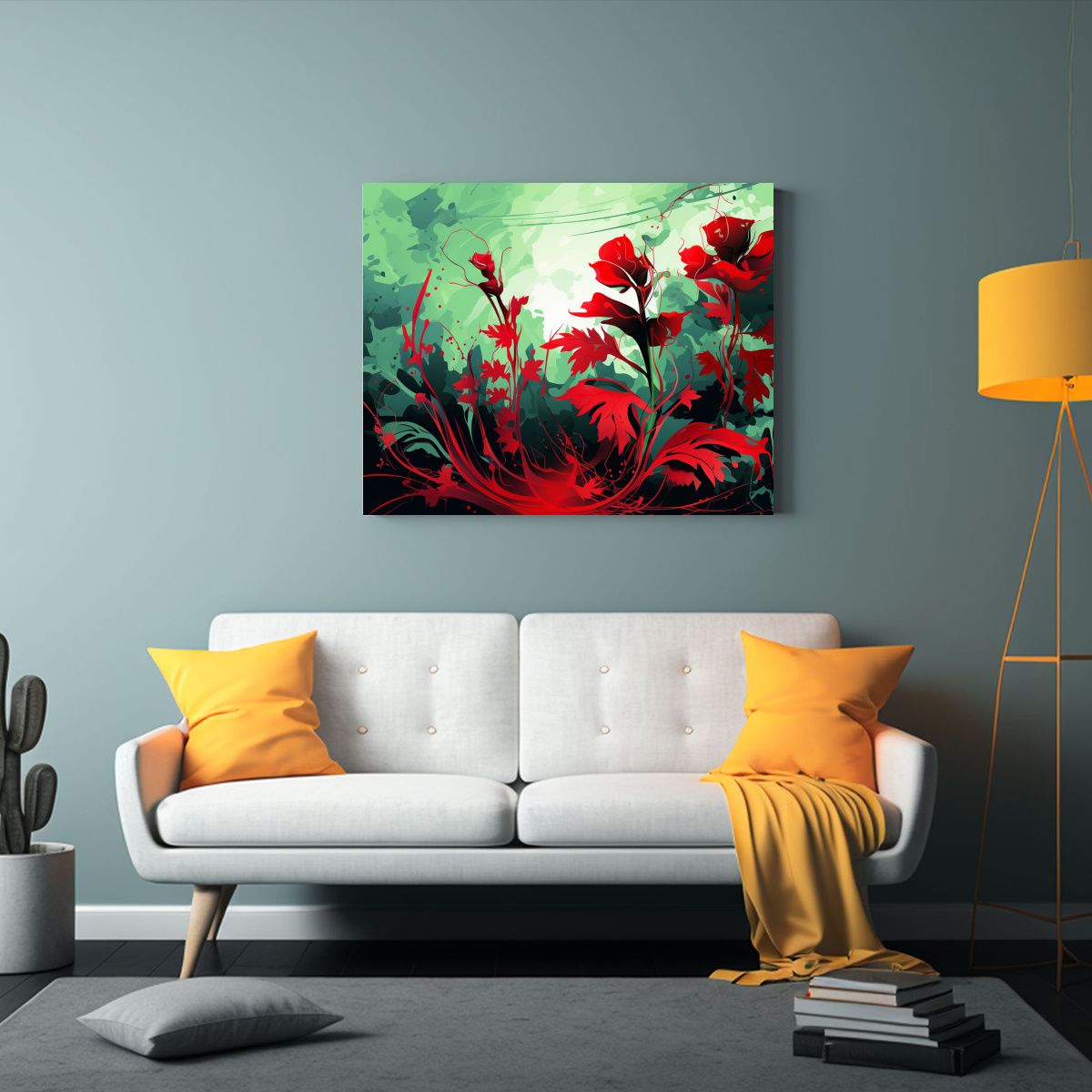 GENERICO - Cuadros Decorativos De Hierbas En Verde Y Rojo Inspiración 120x80cm