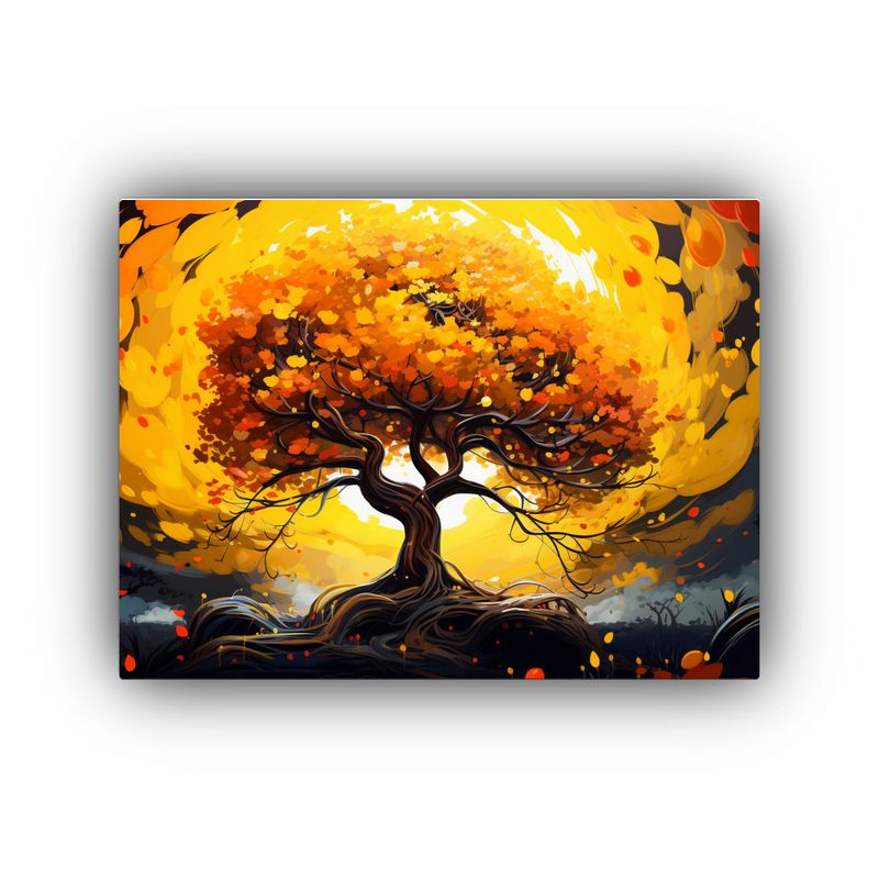 GENERICO - Pintura Lienzo Hermosa Bajo árbol Banyan En Amarillo Y Nara 120x80cm