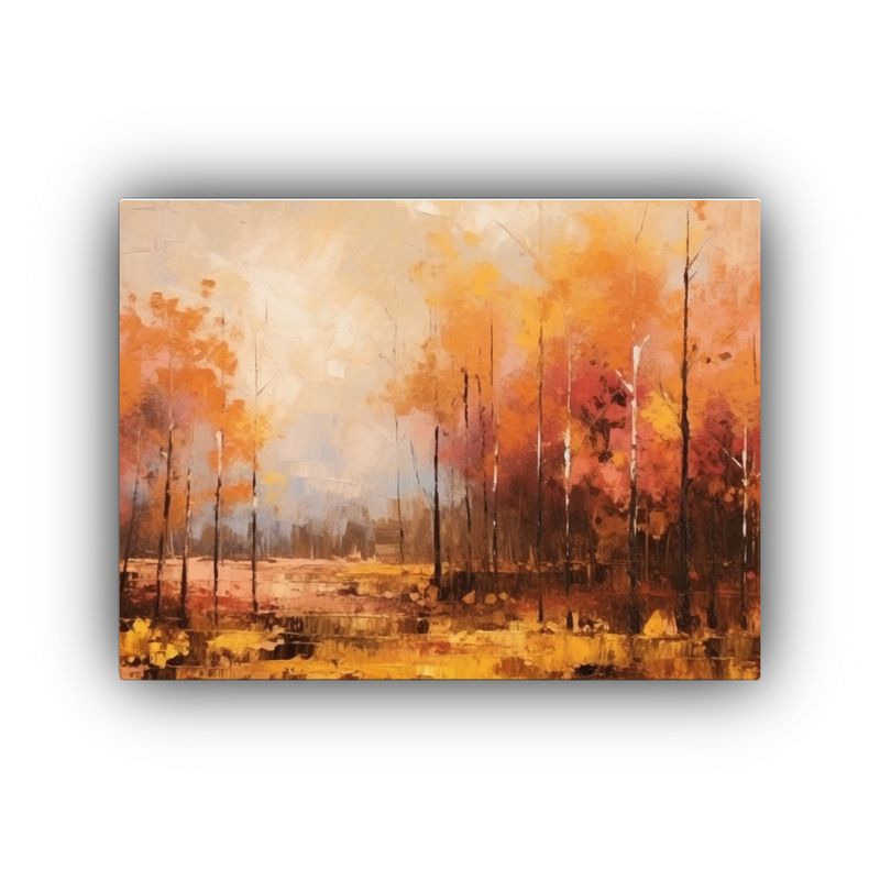 GENERICO - Paisaje Otoñal Abstracto En Tonos Cálidos Para Decoración 120x80cm