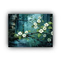 GENERICO - Cuadro De Pared Bosque De Abedules En Tonos Verdes Atmosfer 120x80cm