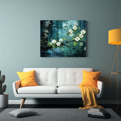 Imagen 2 del producto Cuadro De Pared Bosque De Abedules En Tonos Verdes Atmosfer 120x80cm