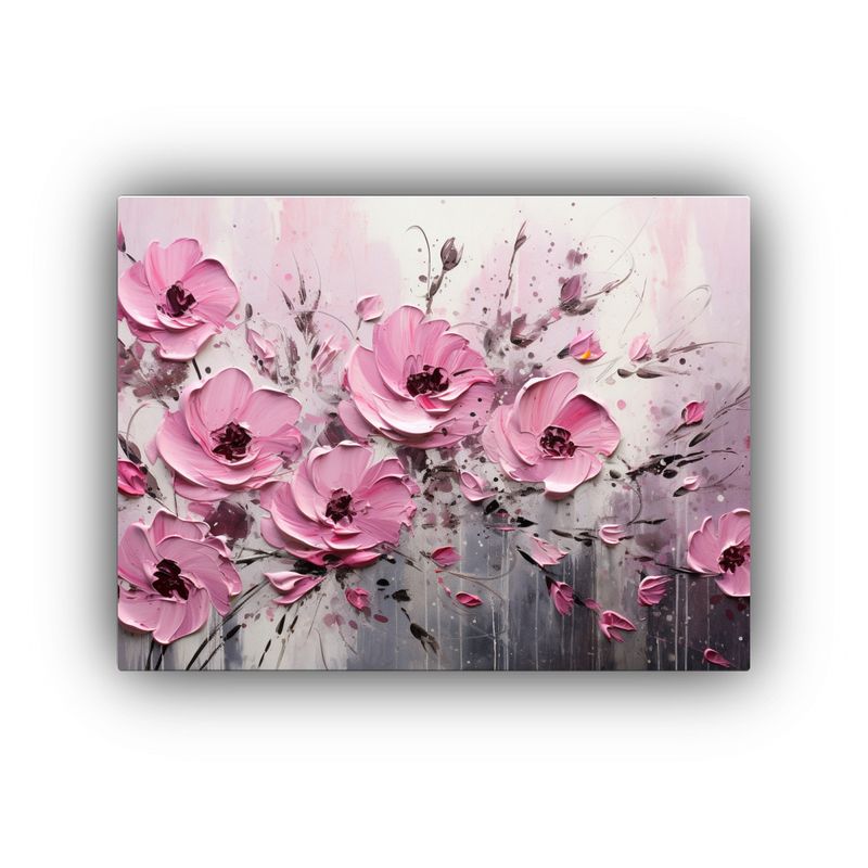 GENERICO - Pintura De Flores En Lienzo Con Colores Vibrantes En Negro Y 120x80cm