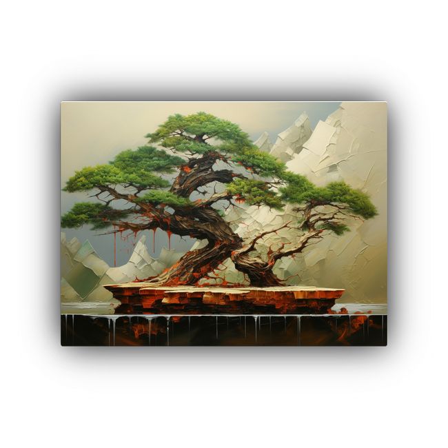 GENERICO - Cuadro De Bonsái Abstracto Multicolor Arte Detallado En Est 120x80cm