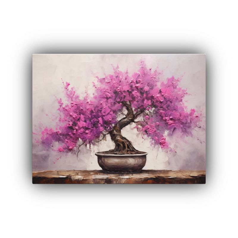GENERICO - Pintura Abstracta Detallada De Un árbol Bonsái De Bougainv 120x80cm