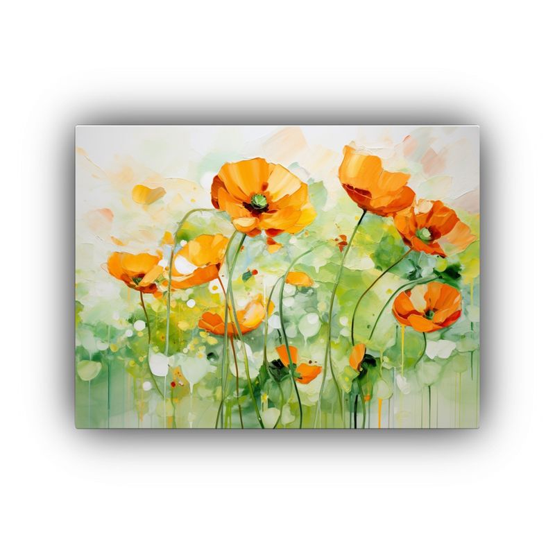 GENERICO - Cuadro Abstracto De Flores De Buttercups En Colores Verde Y  120x80cm