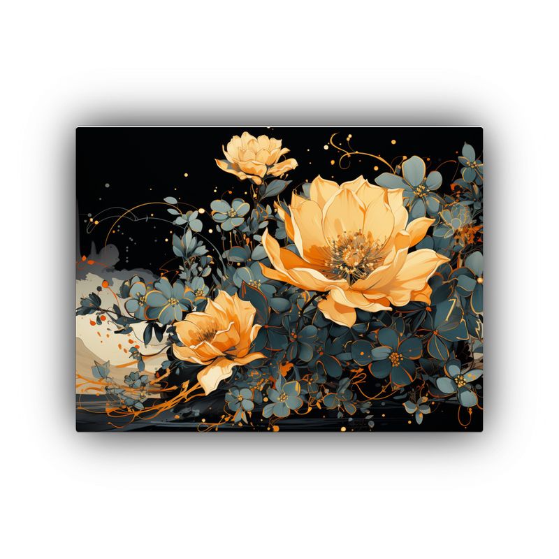 GENERICO - Pinturas De Decoración Cactus En Dorado Y Negro Con Atmós 120x80cm