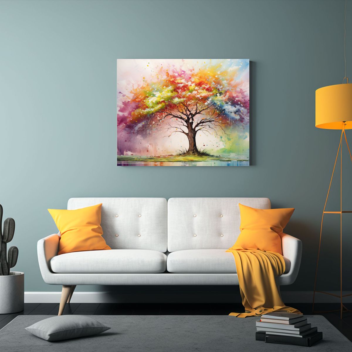 GENERICO - Pintura Abstracta De Un árbol De Cerezo En Colores Del Arco 120x80cm