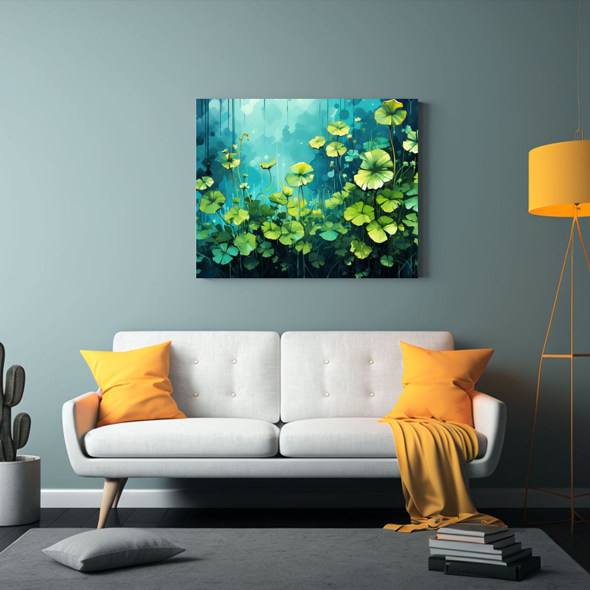 GENERICO - Cuadros Decorativos De Lienzo Finas Líneas En Cilantro Y Az 120x80cm