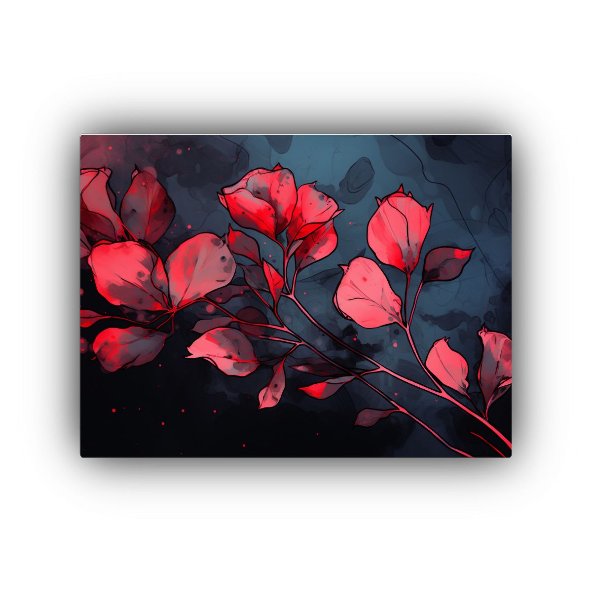 GENERICO - Cuadro De Arte Fino De Hojas De Eucalipto En Rojo Y Negro Pa 120x80cm