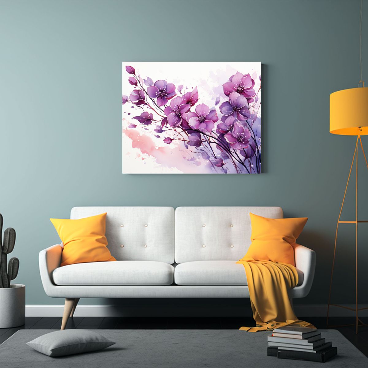 GENERICO - Cuadro Abstracto De Un árbol De Eucalipto En Colores Morado 120x80cm