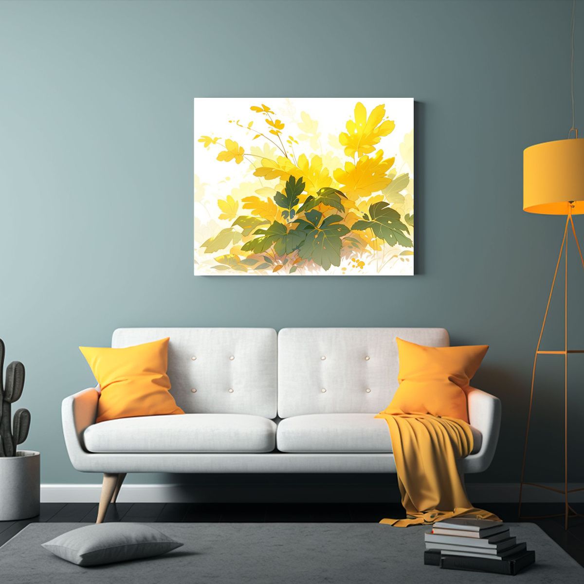 GENERICO - Cuadro Abstracto Moderno árbol Amarillo Atmosfera Neonoir P 120x80cm