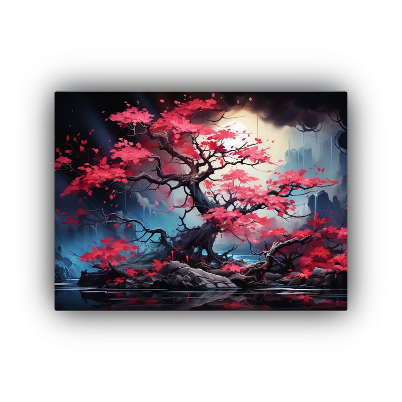 GENERICO - Pintura Decorativa De Arte Callejero Con Bonsái Fucsia En R 120x80cm