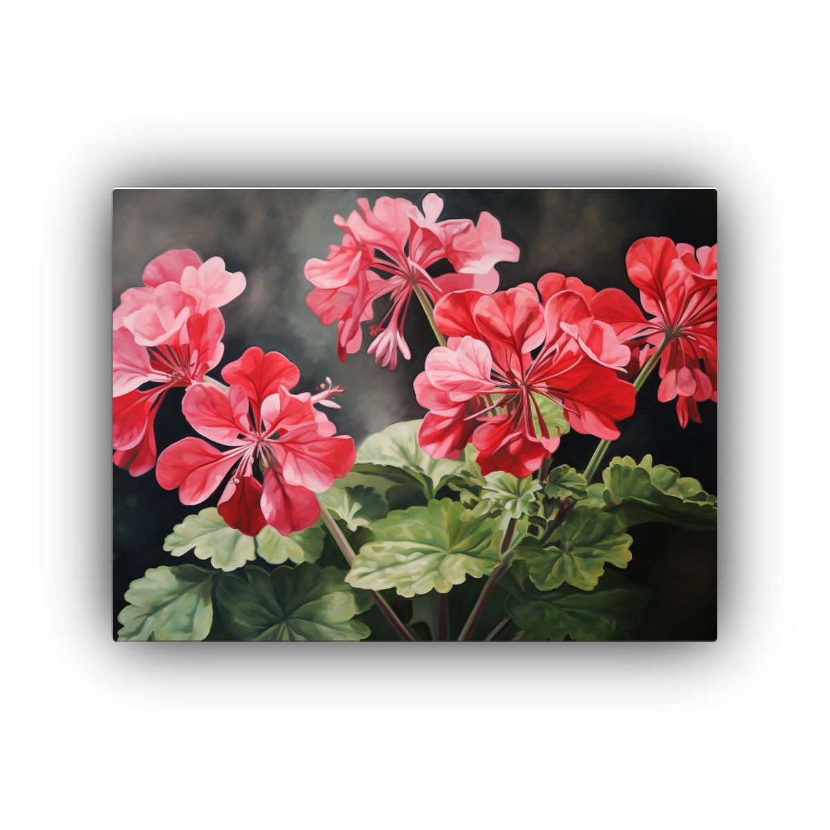 GENERICO - Pintura Abstracta En óleo De Flores Geranio En Tonos Majest 120x80cm