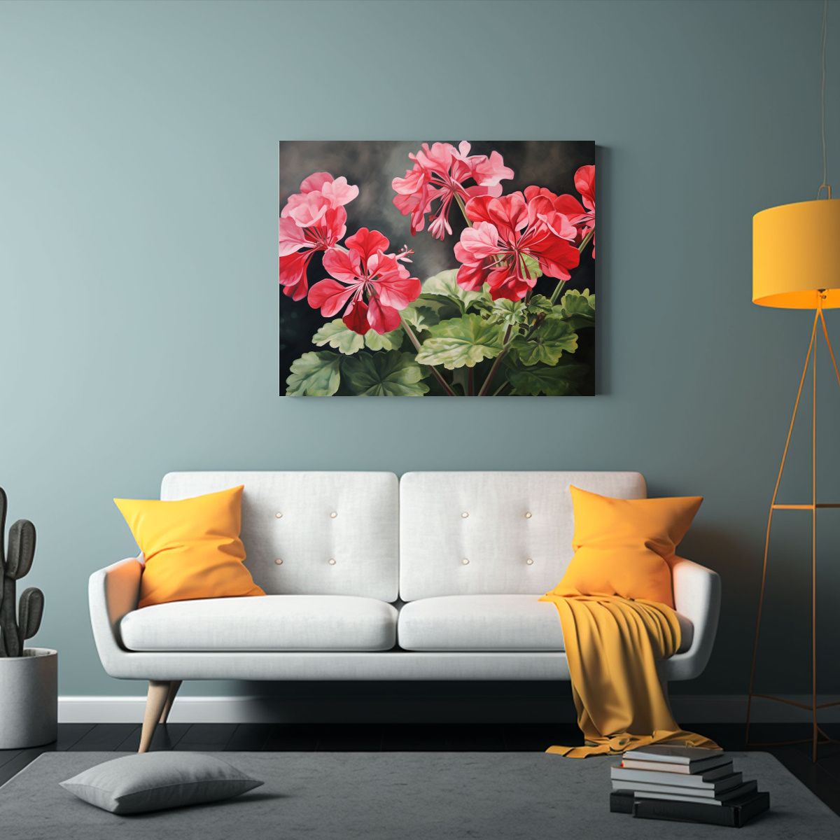 GENERICO - Pintura Abstracta En óleo De Flores Geranio En Tonos Majest 120x80cm