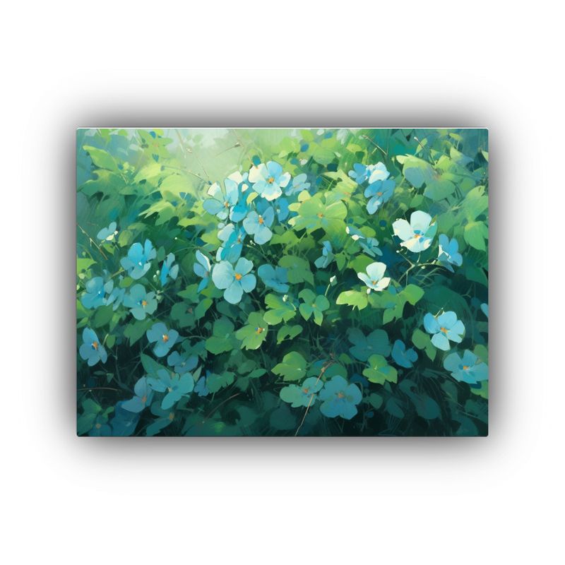 GENERICO - Pintura De Flores Verde Y Azul En Lienzo Para Decorar Comedo 120x80cm