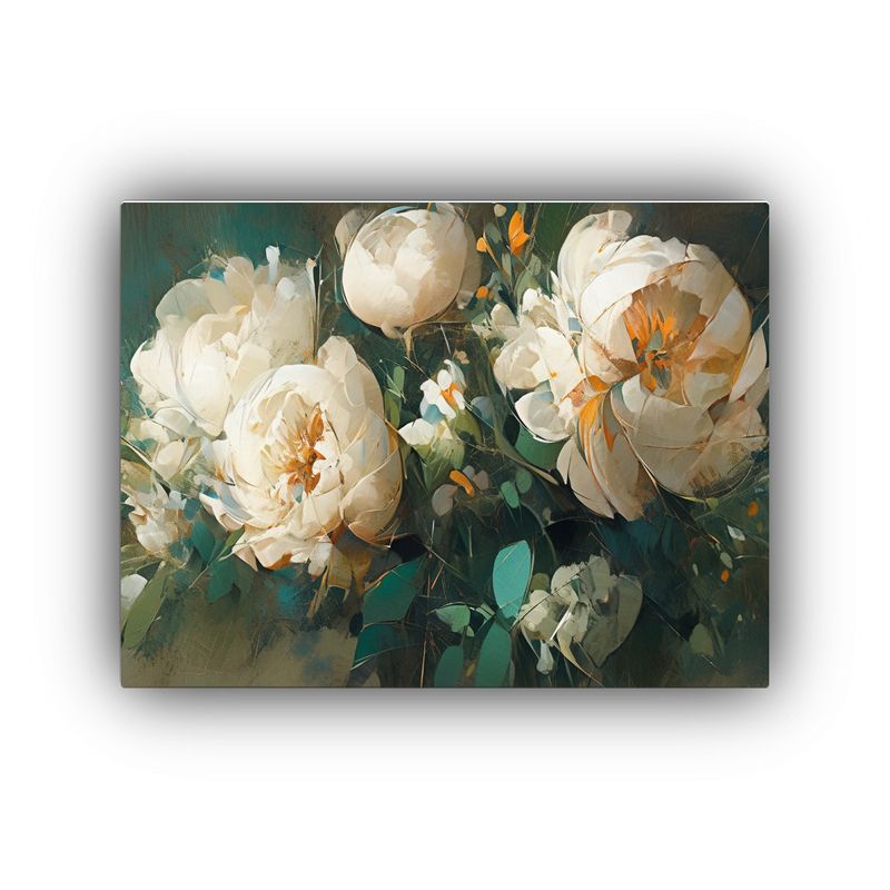GENERICO - Pintura De Flores Verdes Y Doradas En Lienzo Arte De Pared  120x80cm