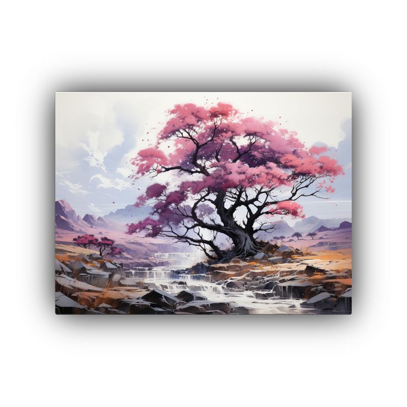 GENERICO - Pintura Abstracta De Un árbol De Enebro Rosa Y Azul De Alta 120x80cm