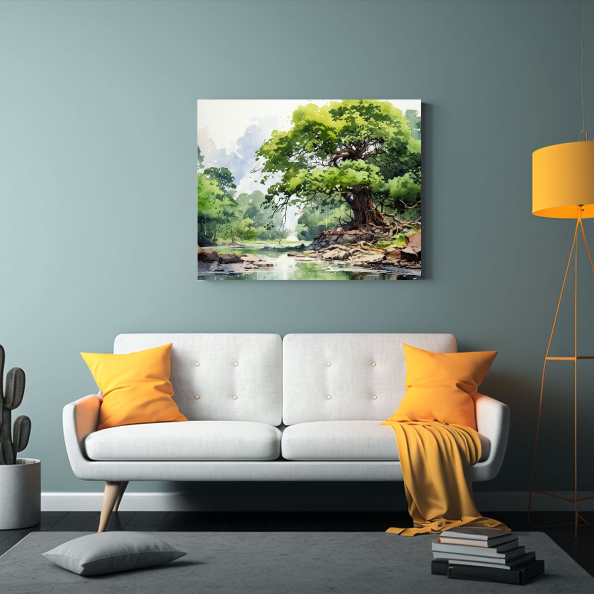 GENERICO - Cuadro Tela Alta Calidad Bonito Árbol Kauri Acuarela Abstra 120x80cm