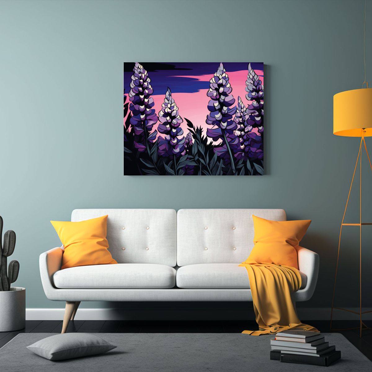 GENERICO - Pinturas Decorativas Neonoir Con Granos De Lupino En Morado  120x80cm
