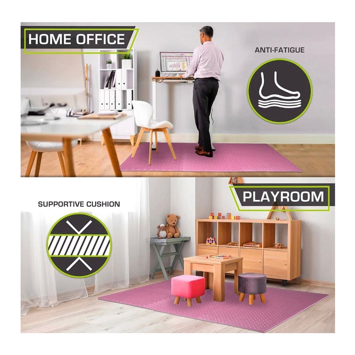 GENERICO - Pack X 4 Tatami Alfombra Encastrable 60x60x1.2cm Goma Eva Verde lima